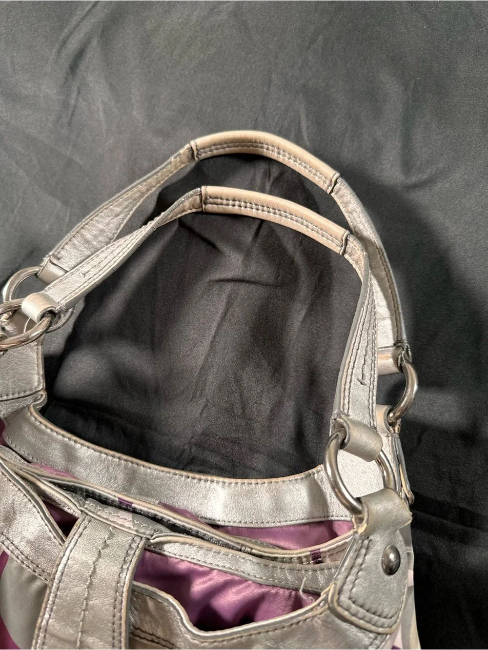 Coach Soho Scarf Print Shoulder Bag Purple Gray Silver Retro Y2K F17135 Vintage